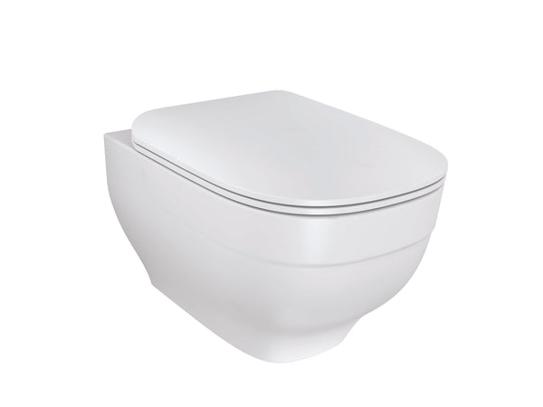 Trace Rimless Wall Hung Bowl Without Toilet Seat Cover In White