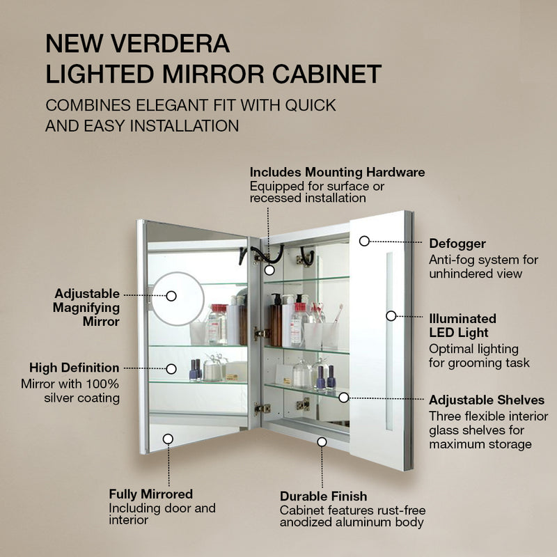 New Verdera 866mmx762mm Lughted Mirror Cabinet