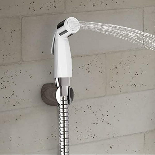 Health Faucet with white sidespray and metal Hose in Polished chrome finish