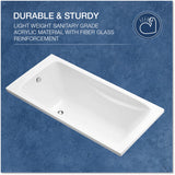 Reach 1700mm Drop-in Acrylic Bathtub In White