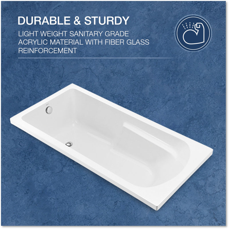 Duo 1670mm Drop-in Acrylic  Bathtub With Integral Tile Flange