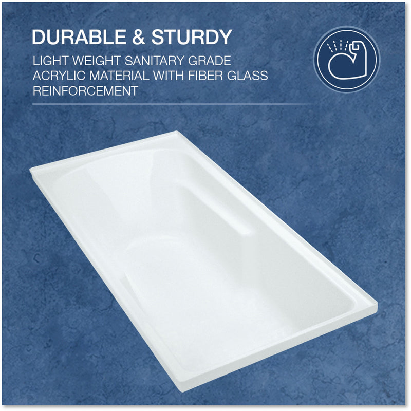 Duo 1525mm Drop-in Acrylic  Bathtub With Integral Tile Flange