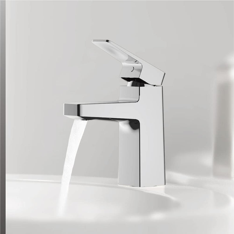Hone Short Basin Mixer with drain in Polished Chrome finish