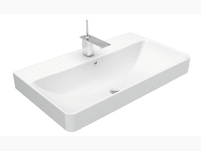 Forefront Basin Table Top with Faucet Hole in white