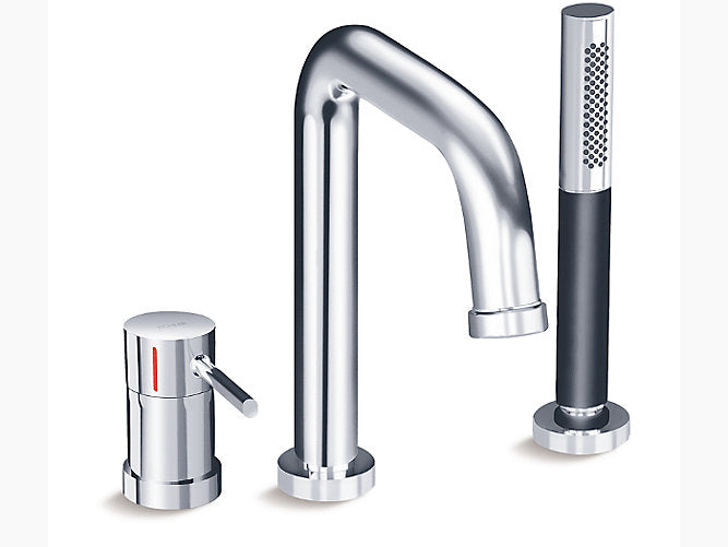 Cuff 3 Hole Bath Filler With Diverter in Polished Chrome