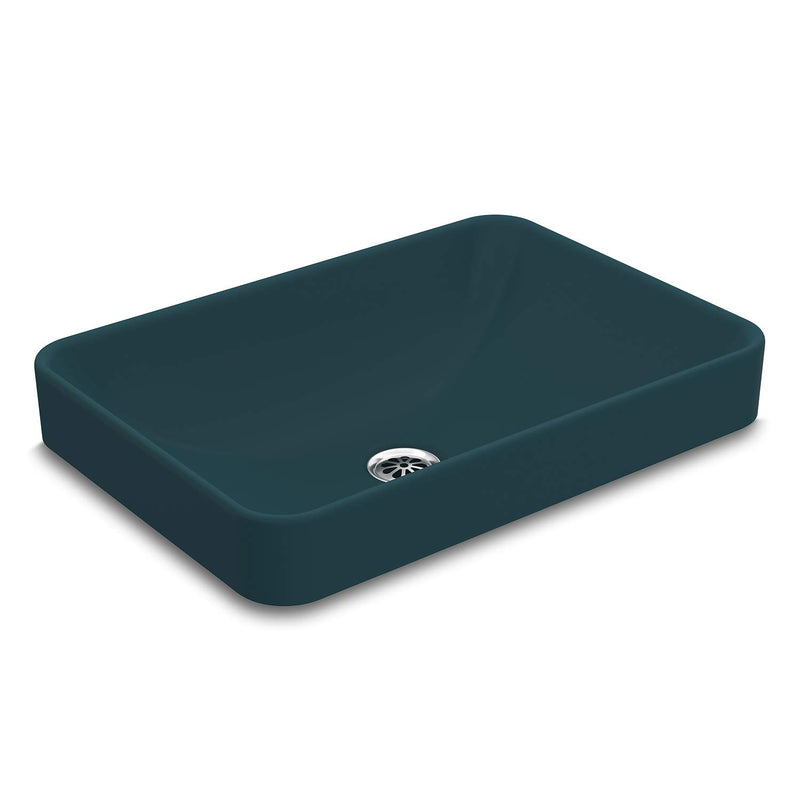 Forefront rectangular Table Top Basin in Honed Peacock finish