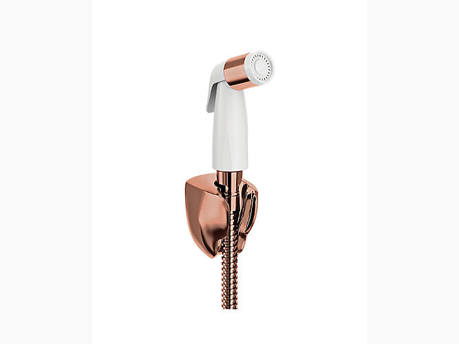 Health Faucet with white sidespray and metal Hose in Rose gold finish