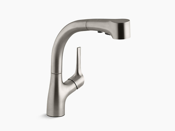 Elate Pull Out Kitchen Sink Faucet in Vibrant steel finish