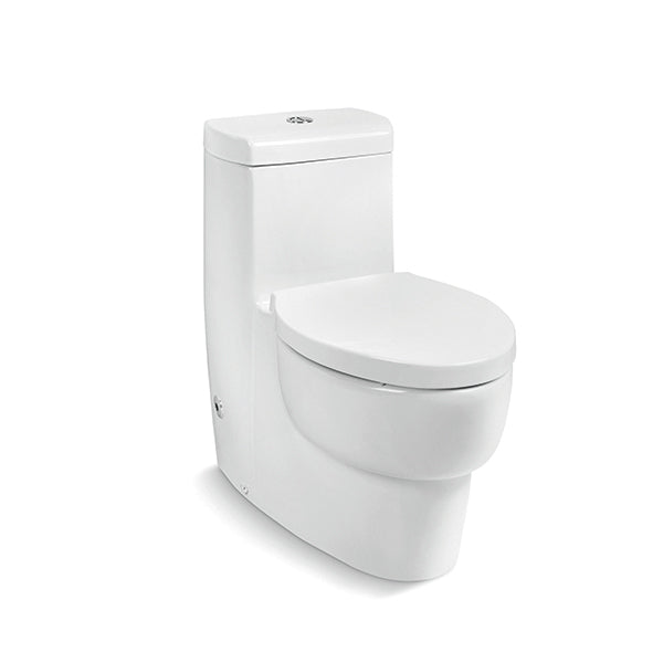 Ove  Comfort Height 1-Piece Dual Flush Compact Elongated Toilet with AquaPiston Flush in White