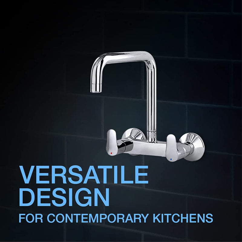 July Wall Mount Kitchen Mixer (Hot & Cold) In Polished Chrome