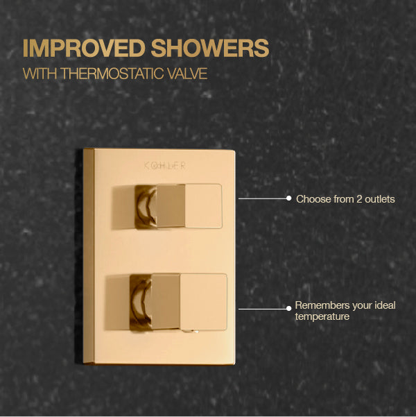 Autosense Exposed Shower Mixer Diverter In French Gold Finish for 2-way Thermostatic Valve