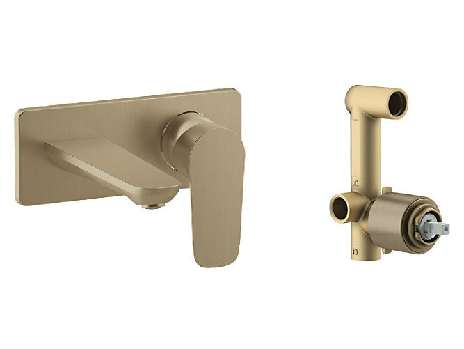 Aleo Wall-mount basin Mixer Faucet with Valve in Brushed bronze finish