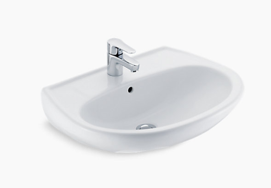 Brive+ 450mm Wall mount Washbasin Lavatory With Single Hole in White