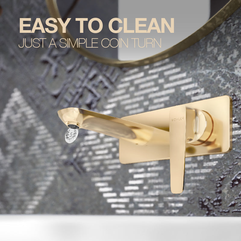 Aleo+ Wall-Mount Basin Mixer In French Gold Finish