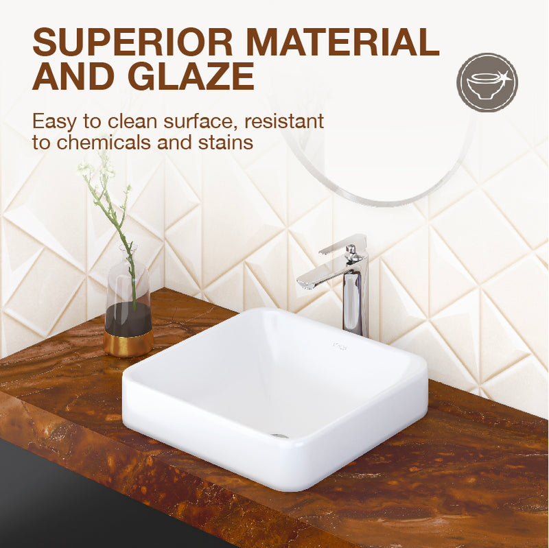 Forefront Table Top Square Wash Basin In White