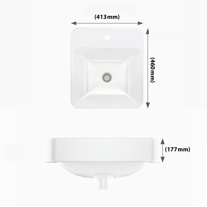 Forefront Table Top Wash Square Basin In White