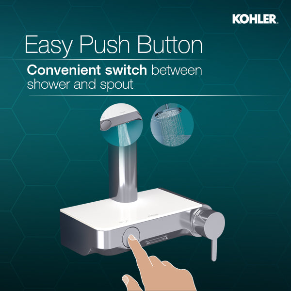Kohler Toobi Push Button Bath & Shower Mixer Diverter in Polished Chrome