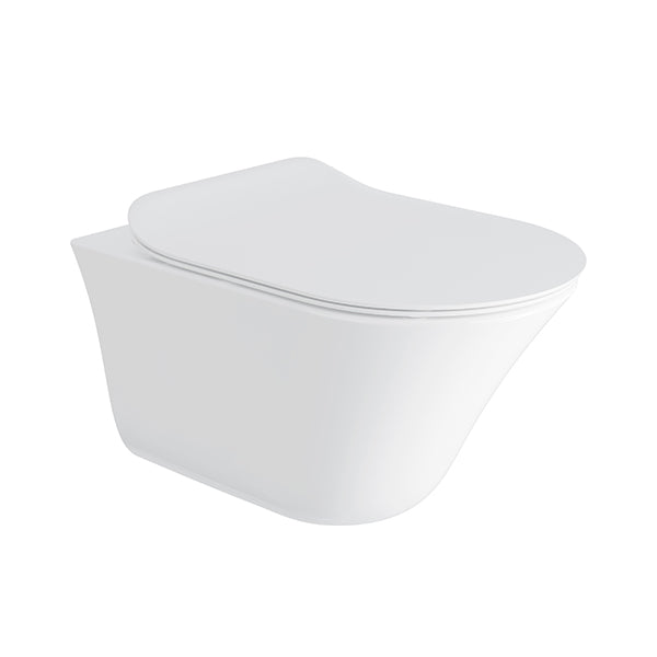 Vive Rimless Wall Hung Toilet Bowl Without Toilet Seat Cover In White