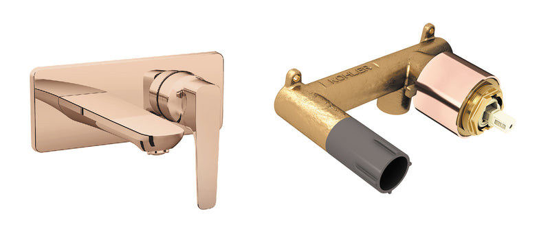 Aleo+® Wall-mount Mixer Lavatory Faucet with Valve in Rose Gold finish