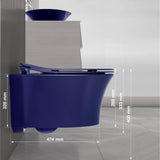 Veil Rimless Wall Hung Toilet Without Toilet Seat Cover In Indigo