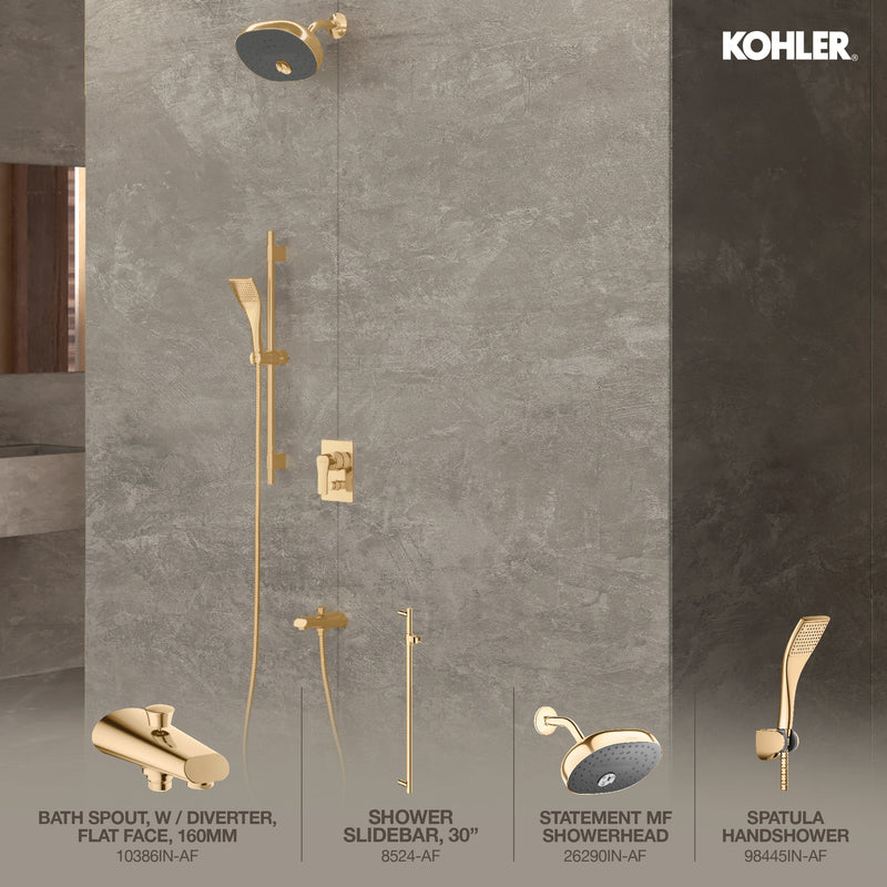 Statement Showerhead with Handshower and Slide bar combo in Gold